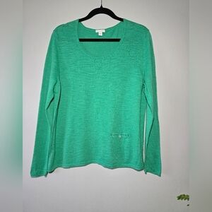 J. Jill Linen Cotton Blend Long Sleeve Sweater – Size L, Seafoam Green